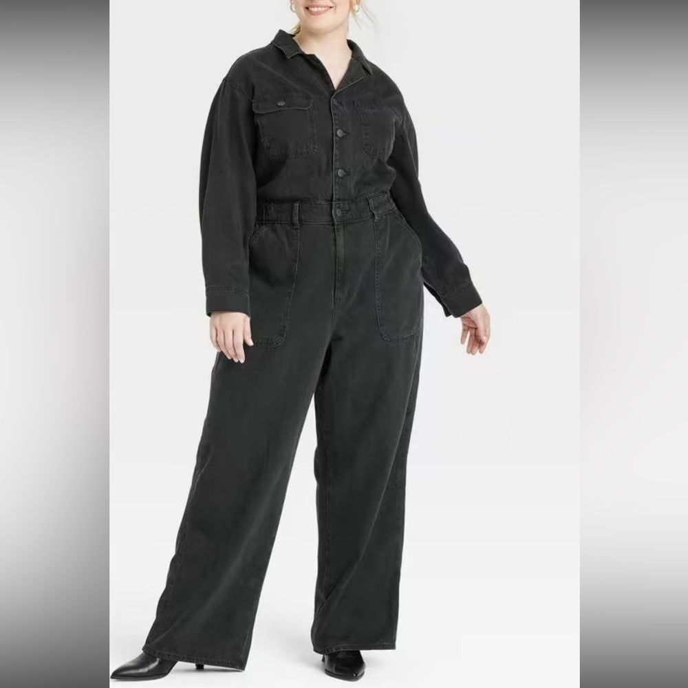 Women's Universal Thread Black Denim Jumpsuit Plus Size 16